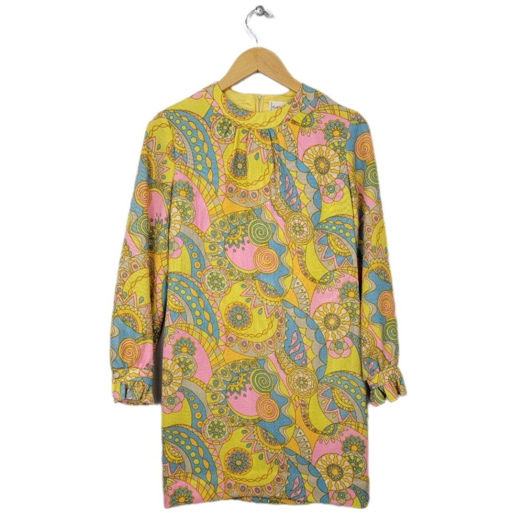 1960s Vintage Gay Gibson Psychedelic Print Shift Dress